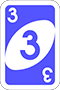 carte de uno 3 bleue