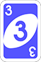 carte de uno 3 bleue